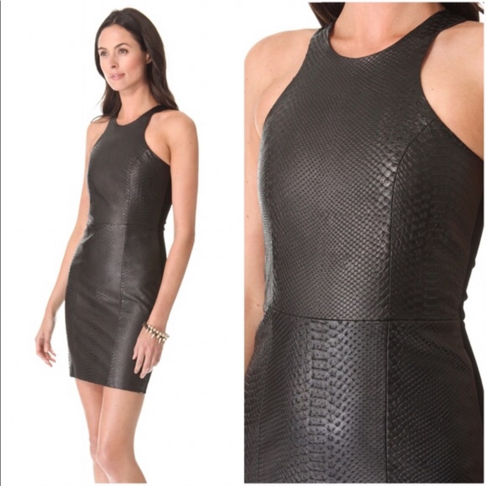 MICHELLE MASON New Years Snake-Embossed Midi-dress